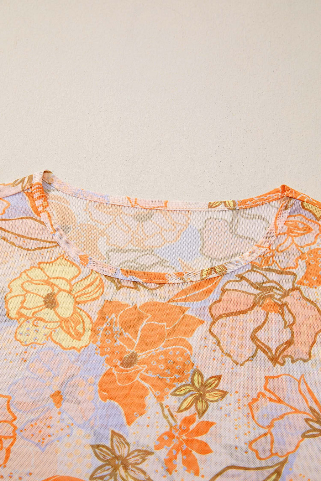 Multicolour Floral Print Lettuce Trim Slim Long Sleeve Top