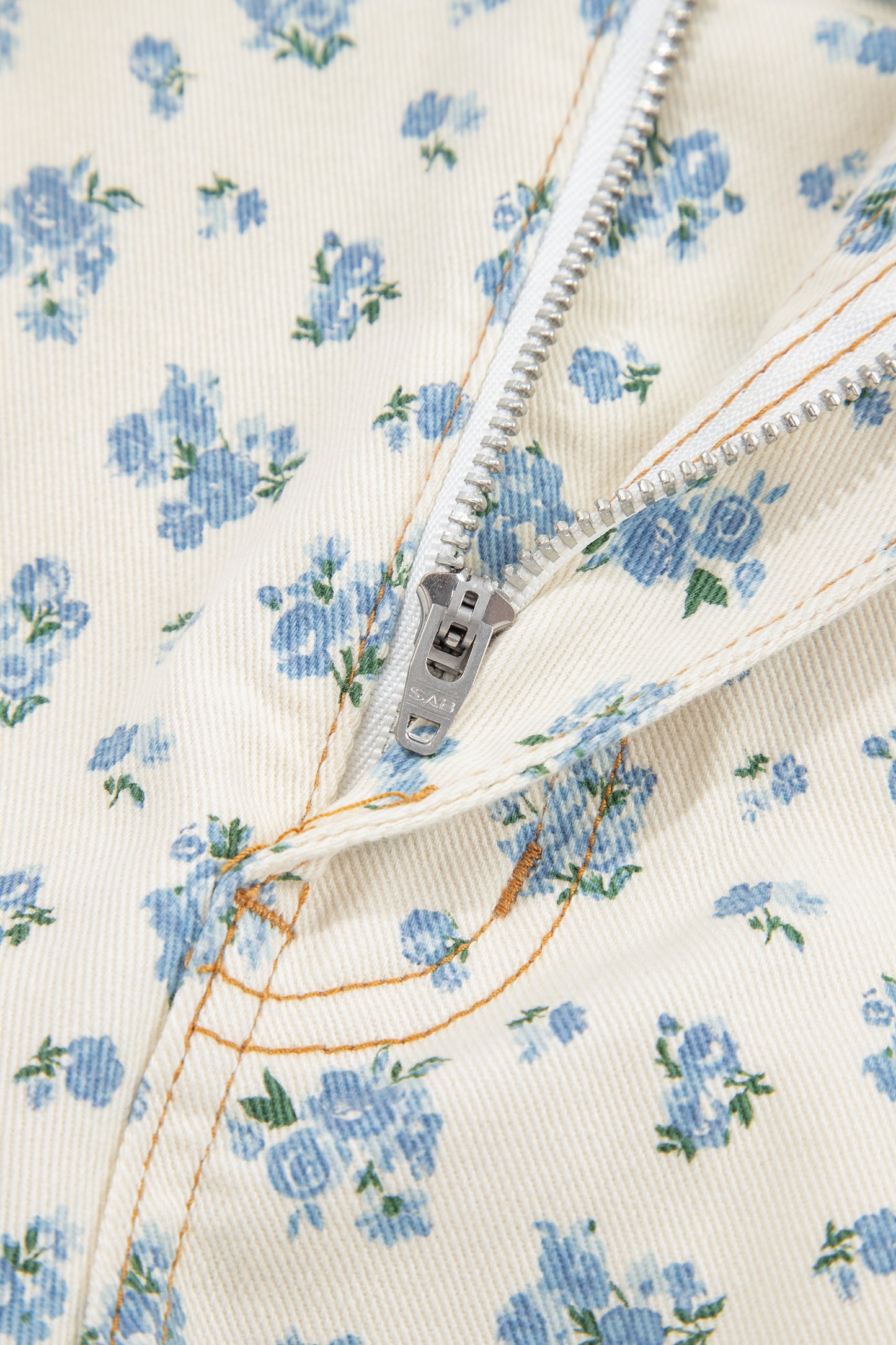 Beige Grommet Knot Waist Floral Barrel Leg Jeans