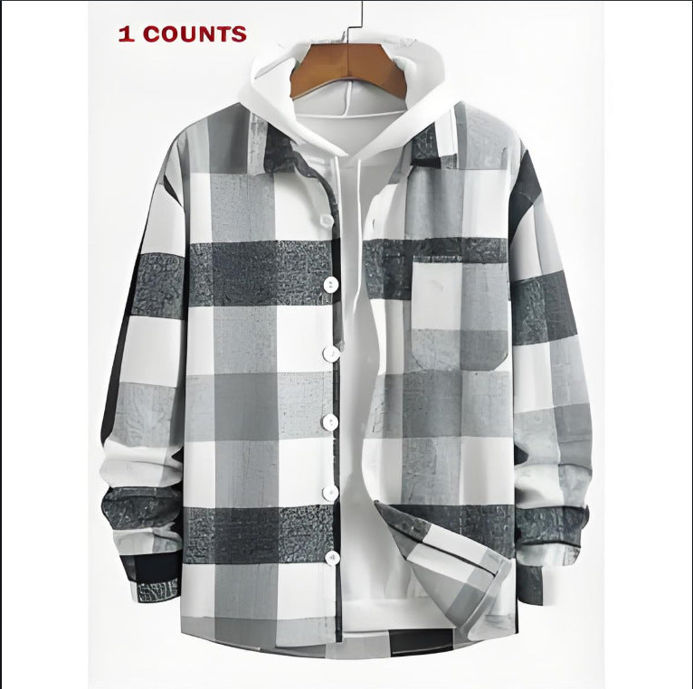 New Mens Plaid Comfortable Long-sleeve Shirt With A Relaxed Fit