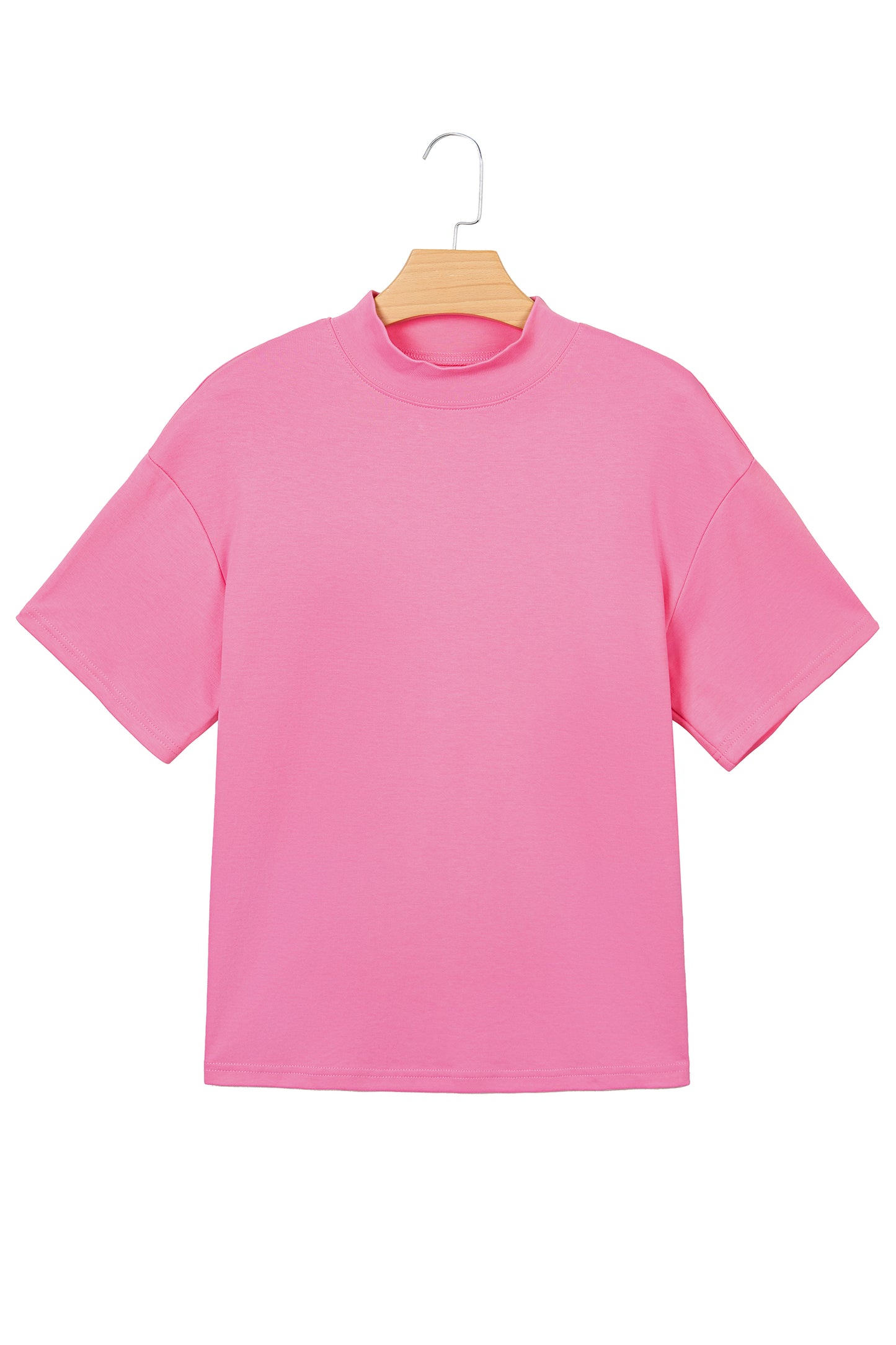 Black Solid Color High Neck Oversize Tee