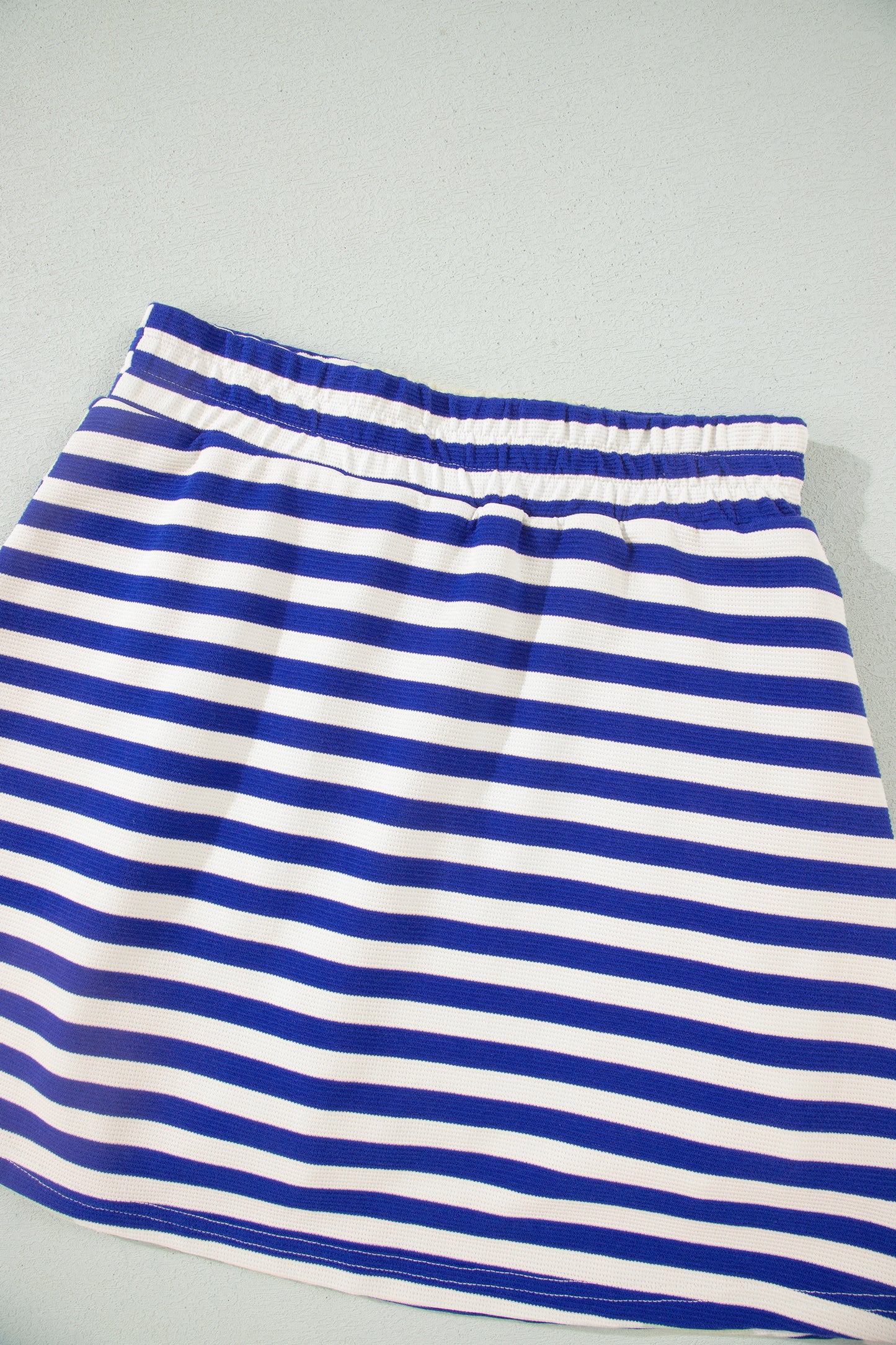 Sachet Pink Textured Stripe Print Contrast Trim Zip Collar Sleeveless 2pcs Skort Set