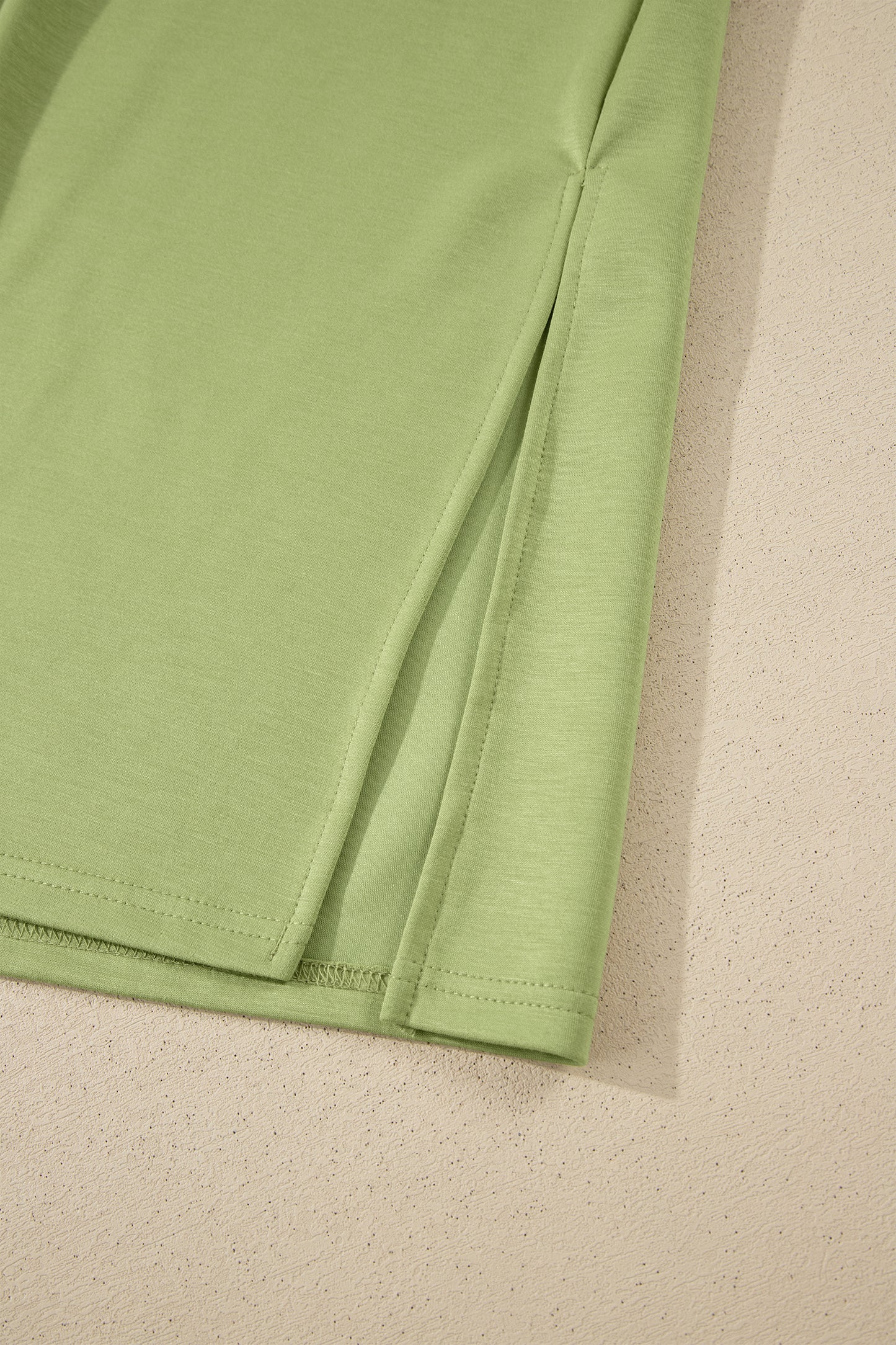 Green Bay Solid Color Long T Shirt Dress with Slits