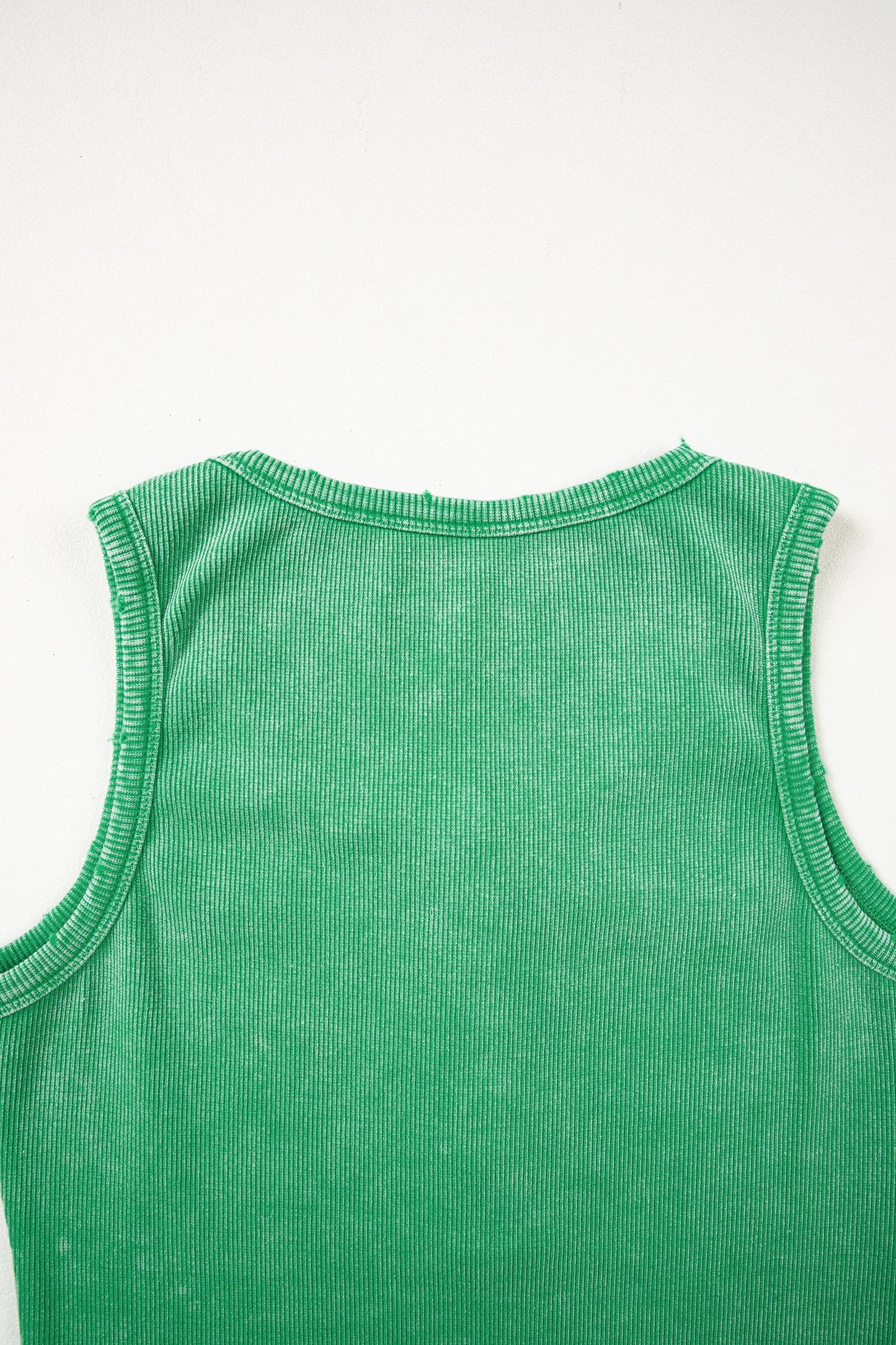 Medium Grey Vintage Distressed Ribbed Mineral Wash Tank Top