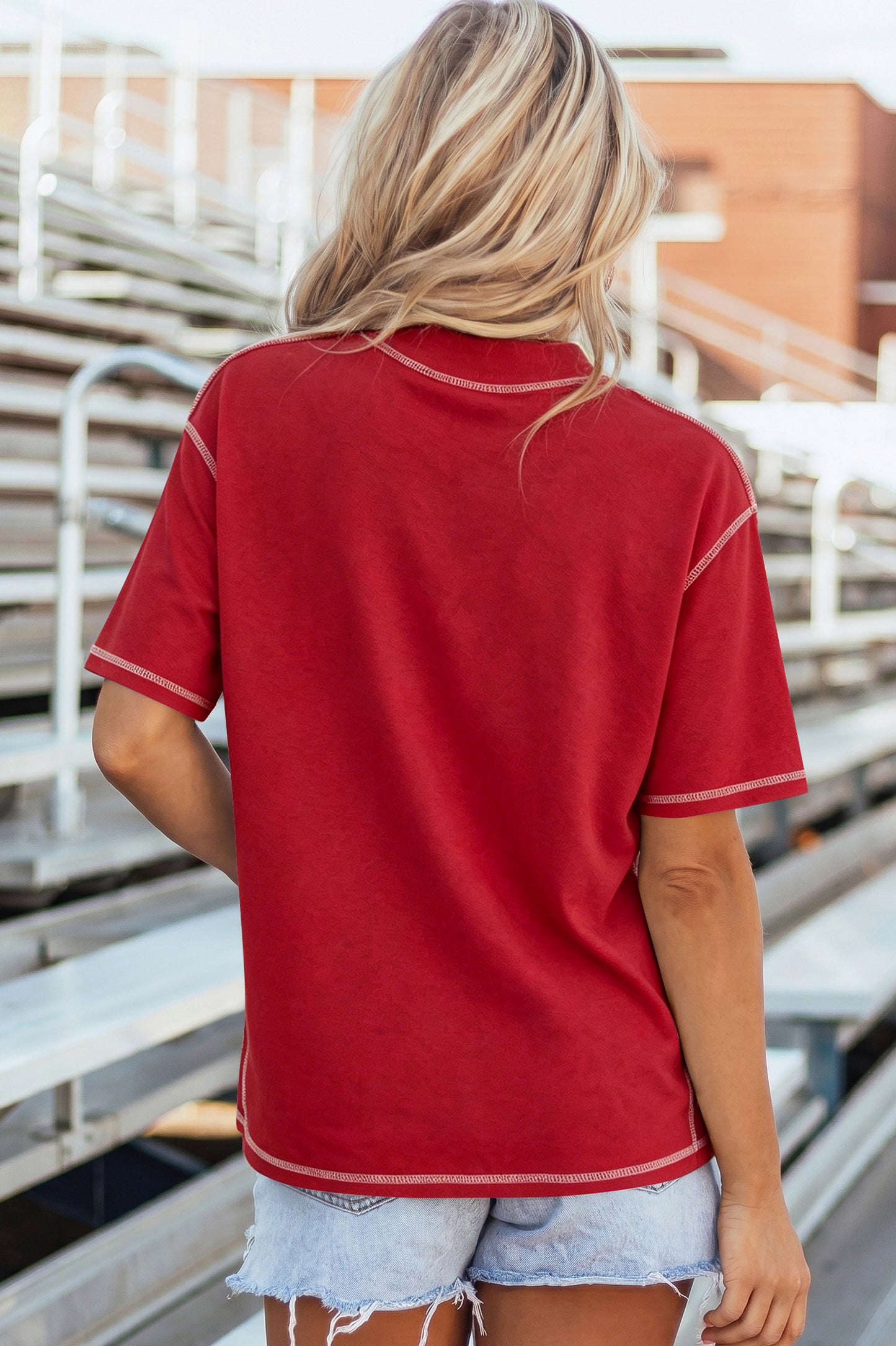 Light Grey Reversible Contrast-Stitched T-Shirt