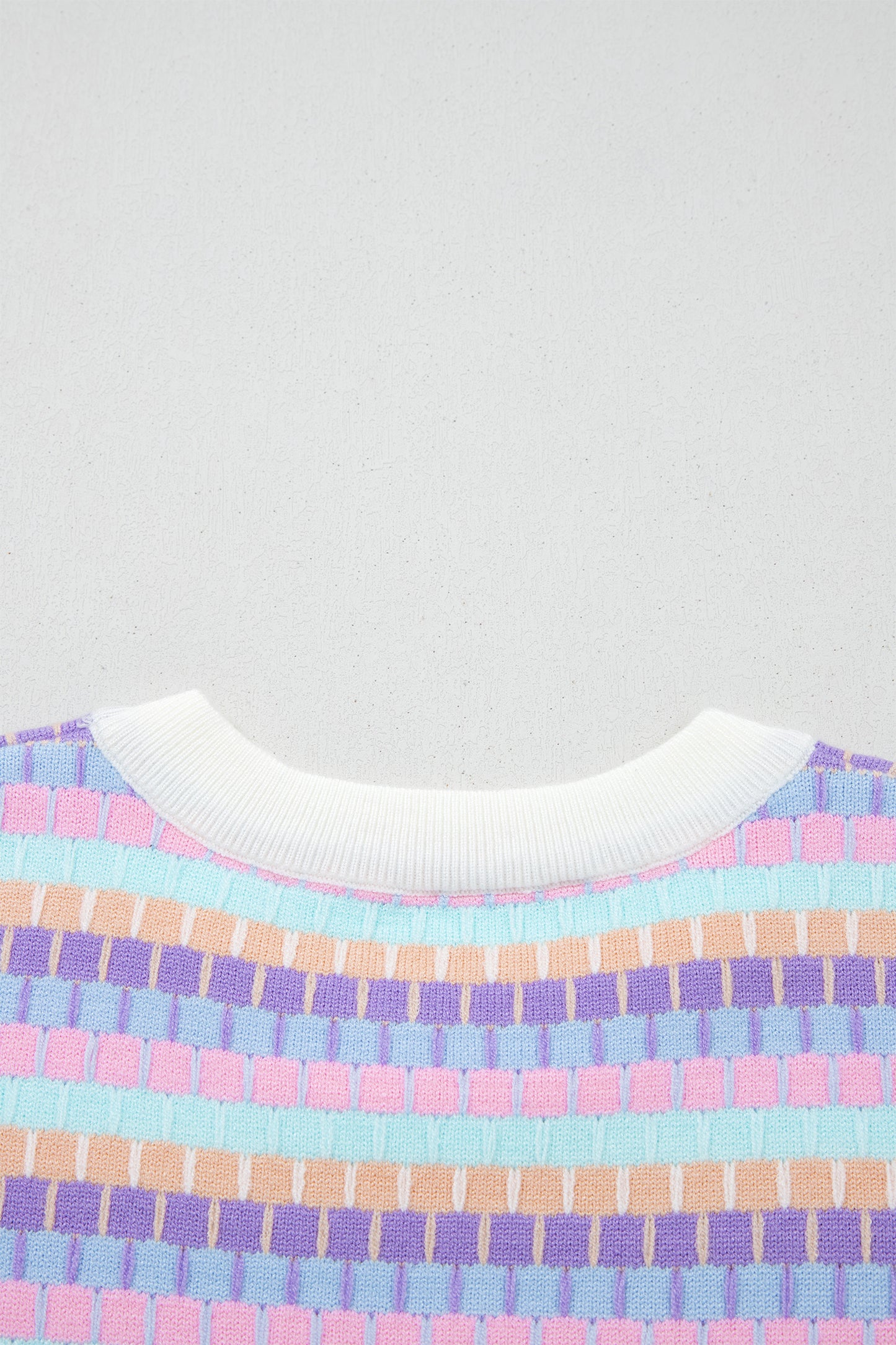 Orange Abstract Striped Knit Short Sleeve Sweater